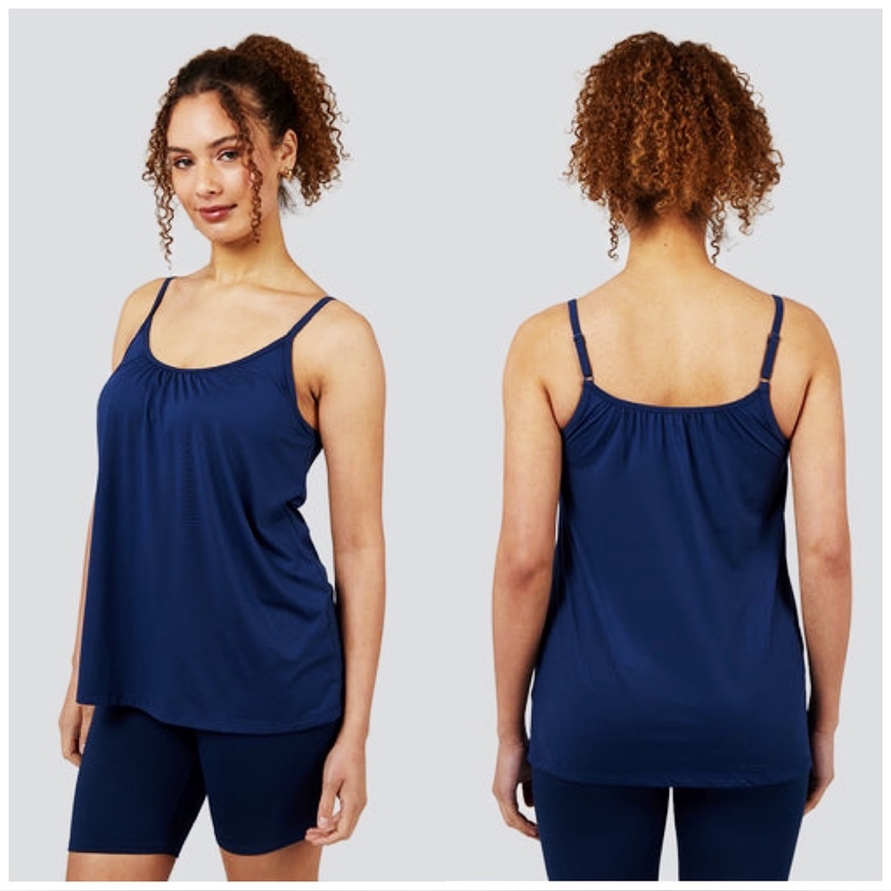 NWT : 32 degrees : size : XL : spaghetti strap cool flowy navy blue bra cami top